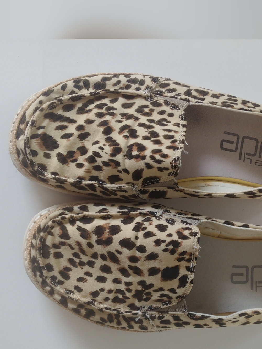 Hey Dude Lena Leopard Angora Slip-Ons - Beige & Brown Size 8